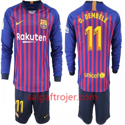 FC Barcelona Fodboldtrøjer O. Dembele 11 Børn Hjemmebanesæt 2018/19 Langærmet FC Barcelona Fodboldtrøjer O. Dembele 11 Børn Hjemmebanesæt 2018/19 Langærmet